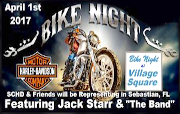 Bike Night at Village Square on April 1st in Sebastian.