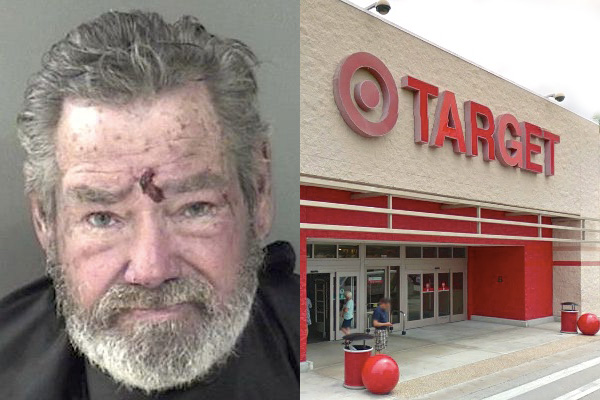 Man riding around on motorized shopping cart tells shopper to keep their child quiet at Target in Vero Beach.