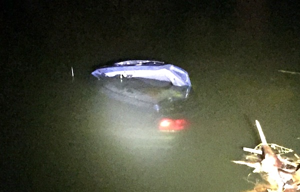 Fellsmere Police Department respond to accident where a vehicle was submerged in water.