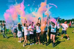 Sebastian River Middle School students participate in its 5k choir color run.