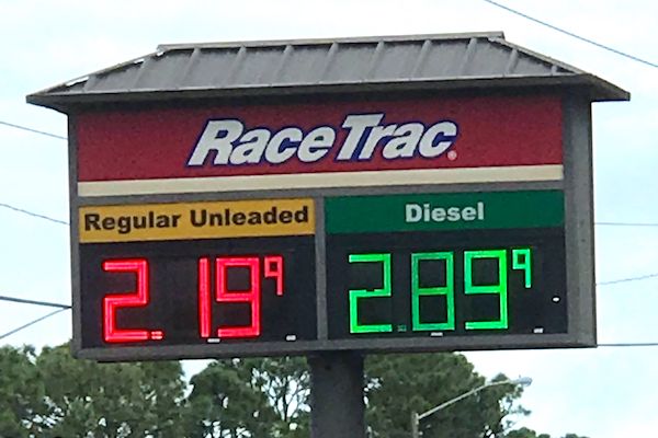 A RaceTrac gas station on Malabar Road in Palm Bay is selling gas about 55 cents cheaper than Sebastian, Florida.