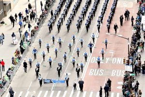 Sebastian River High School Marching Sharks at 2019 Saint Patrick's Day Parade. (Photo by Kevin McCormick / GroupPhotos.com)