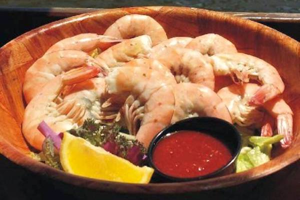 Bottomless Bowls of Delicious Jumbo Peel n' Eat Shrimp at The Old Fish House in Grant, Florida.