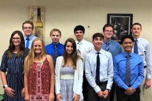 From left to right: Allison Pardon, James LaBranche, Skylar Carstairs (Salutatorian), Robert McCartney, Andrea Peterson, Shepard Smith, Matthew Perakes (Valedictorian), Connor Ford, Simon Casas, Ryan Wahl.