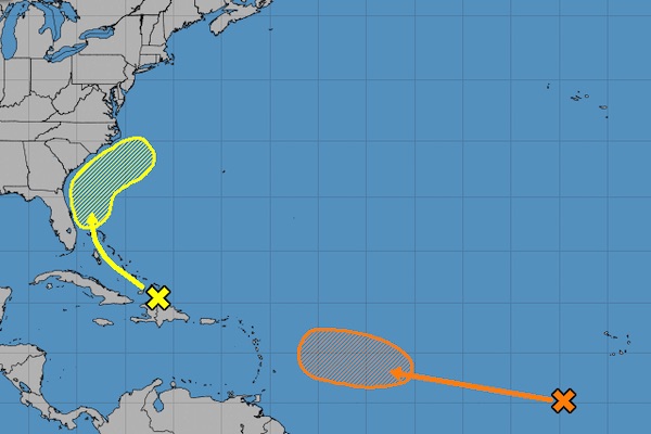 There are two tropical waves in the Atlantic.