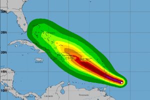 Tropical Storm Dorian is slowly strengthening.