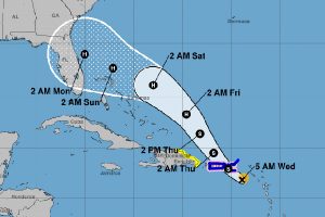 Tropical Storm Dorian is tracking farther north of Sebastian.