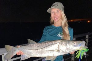 Kelly Young caught a snook at the Sebastian Inlet.