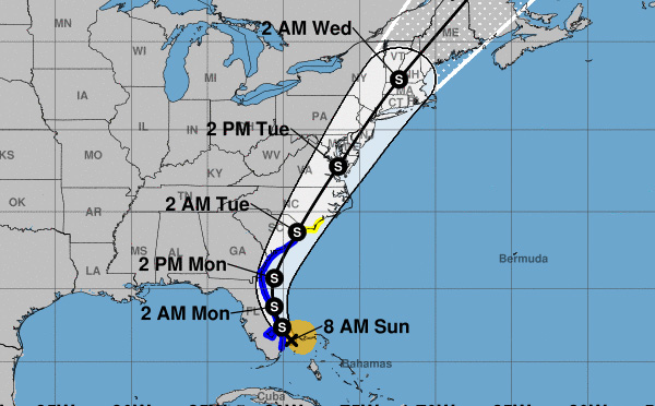 Tropical Storm Isaias path.