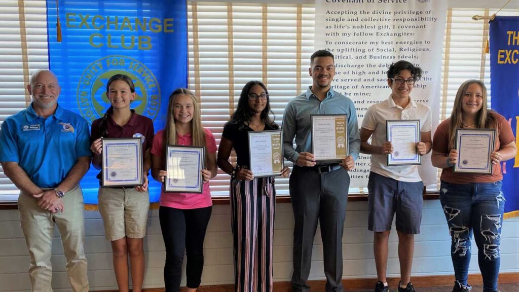 Pictured left to right: Adam Preuss, Sebastian Exchange Club Student Coordinator, Abigayle Parrott, Kelsie Seeley, Fizza Alikhan, Jayden Hughes, Branden Nevaraz and Payge Anderson.