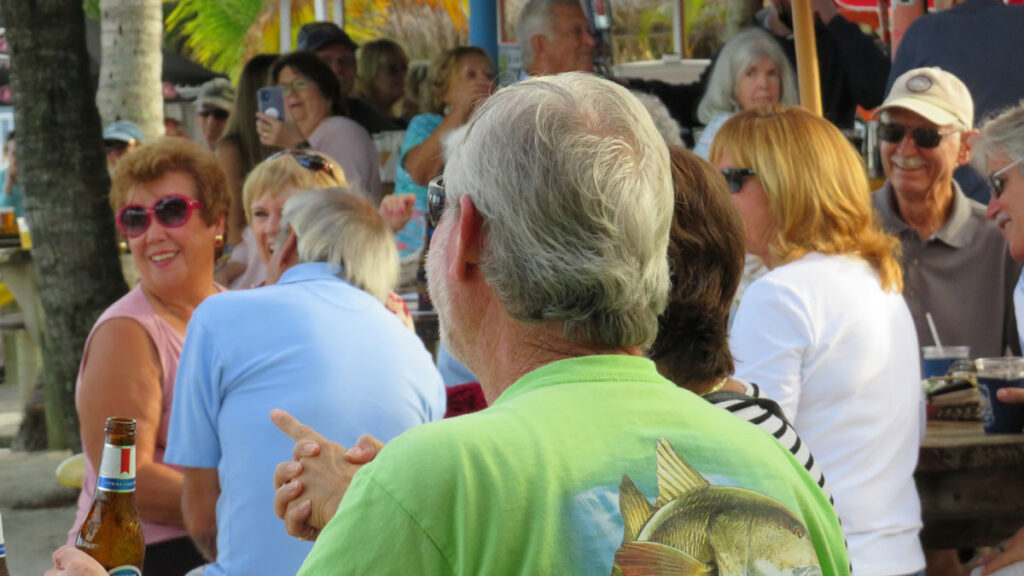 Crowded restaurants and bars in Sebastian, Florida.