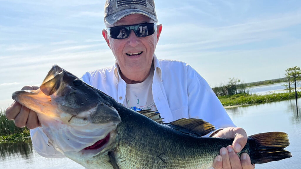 Tom Luttrull caught a 9lb 2oz bass while fishing the Headwaters Lake in Fellsmere.