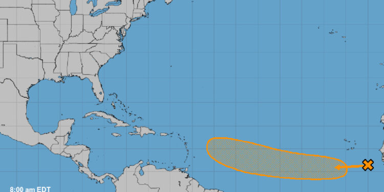 Tropical wave in the eastern Atlantic.