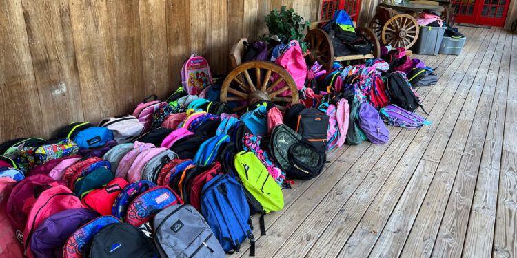 Bookbags at LaPorte Farms