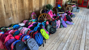 Bookbags at LaPorte Farms