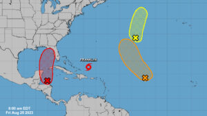 Tropical depression forming in the Gulf of Mexico