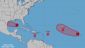 3 tropical storms and 2 disturbances