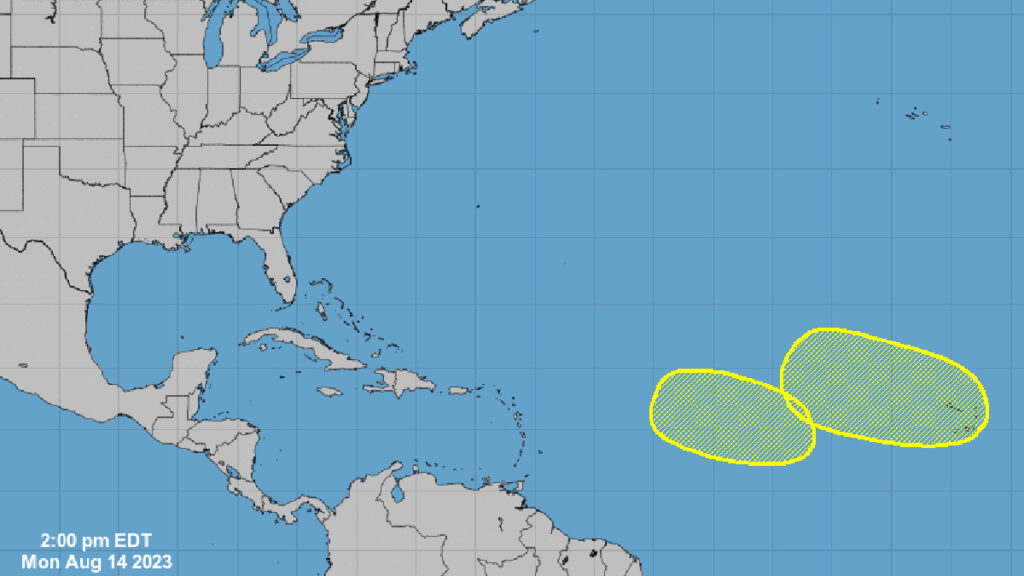 Forecasters monitoring 2 disturbances in the Atlantic Ocean