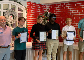 The Sebastian Exchange Club is delighted to announce its December Students of the Month: Levi Rollinger of Sebastian Charter Junior High School, Bronson Lachle of Storm Grove Middle School, Talyn Akers of Sebastian River Middle School, and Alexis Solomon and Conrad Sylvester of Sebastian River High School.