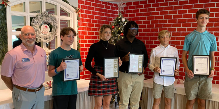 The Sebastian Exchange Club is delighted to announce its December Students of the Month: Levi Rollinger of Sebastian Charter Junior High School, Bronson Lachle of Storm Grove Middle School, Talyn Akers of Sebastian River Middle School, and Alexis Solomon and Conrad Sylvester of Sebastian River High School.