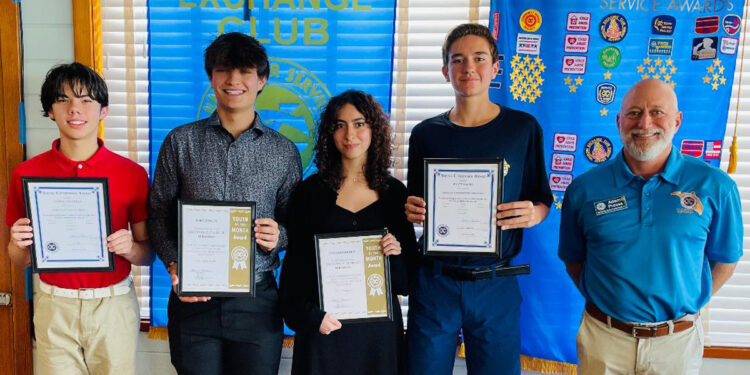 Pictured L-R Gabriel Escamilla, Jake Rincon, Stefani Sanchez, Wyatt Walker, and student Co-ordinator Adam Preuss