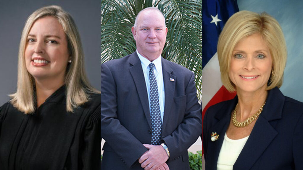 From left to right: County Court Judge Robyn Stone, County Commissioner Deryl Loar, and Supervisor of Elections Leslie Swan.