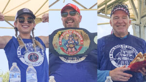 Katrina DeJarnett takes 2nd place (left), Randy Santel 1st place (center), and Albert D'Errico 3rd place (right).