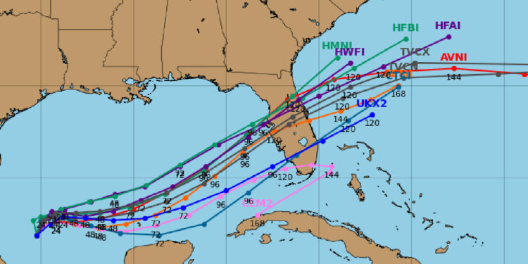 Florida is in the potential path, according to the latest spaghetti model (Courtesy/Tropical Tidbits)